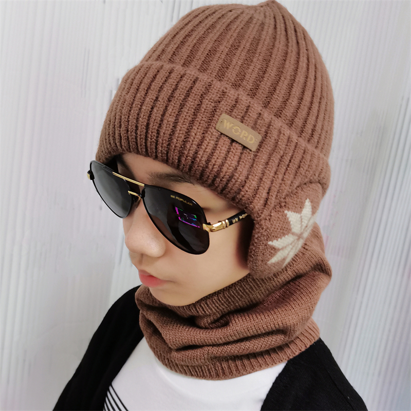 中小学生冬天加绒包头帽保暖防风男大童滑雪冰帽毛线帽子护耳帽子