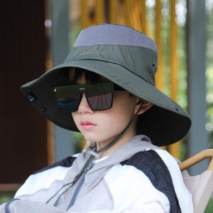 冰丝凉感帽子大童男孩网眼透气夏季户外露营登山防晒紫外线超薄帽