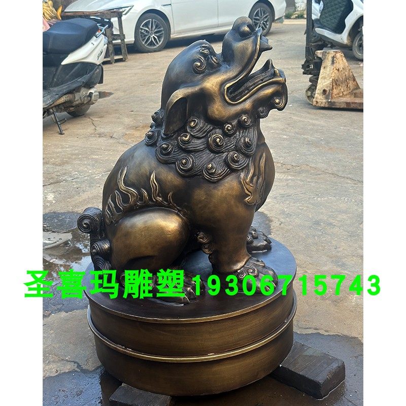 纯铜朝天吼桥头雕塑 铸铜华表望天吼立体铜雕 中式仿古龙三子蒲牢