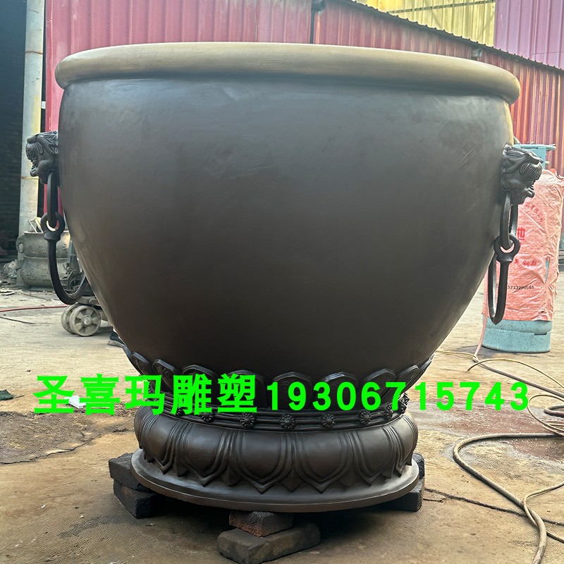 铸铜连体底座大水缸庭院景区铜大缸装饰摆件故宫缸吉祥缸定制门海图片
