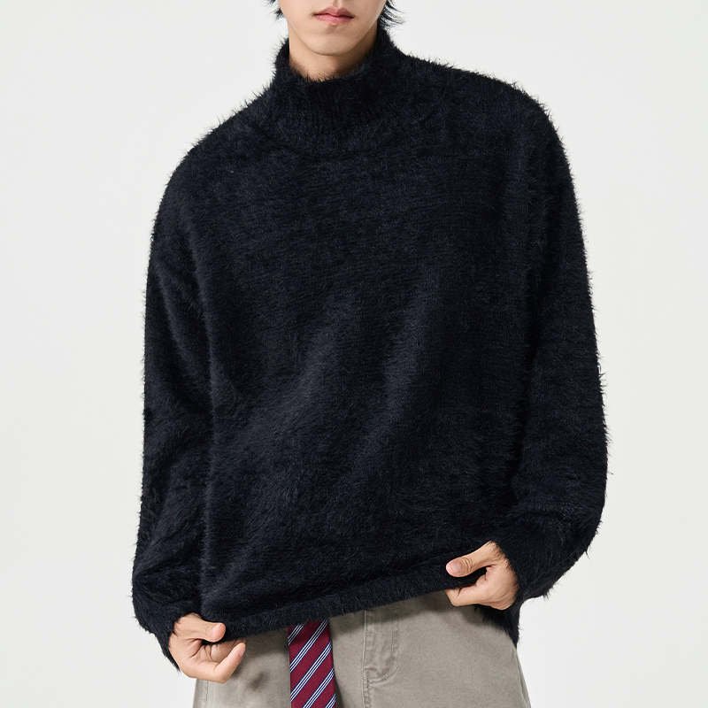 MC2025秋冬新款潮牌休闲半高领毛衣男士宽松百搭英伦风针织衫卫衣