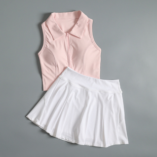 网球运动套装女夏季前拉链瑜伽训练遮副乳背心专业速干跑步健身服