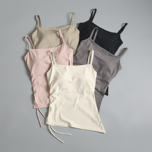 裸感瑜伽服修身 运动文胸内衣女显瘦跑步健身背心带胸垫吊带普拉提