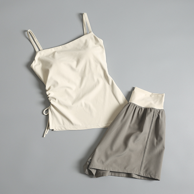 运动套装女夏速干瑜伽背心带胸垫