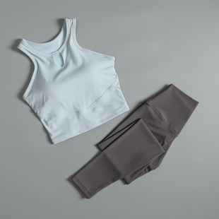 健身套装女夏带胸垫美背显瘦运动背心两件套外穿跑步普拉提瑜伽服