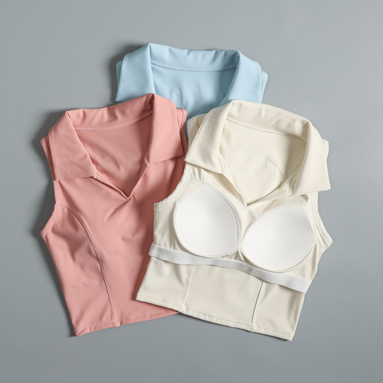 翻领无袖运动背心女修身显瘦带胸垫瑜伽服透气跑步健身文胸上衣,运动服/休闲服装,运动文胸,淘宝优惠券,粉丝福利购,淘宝优惠卷