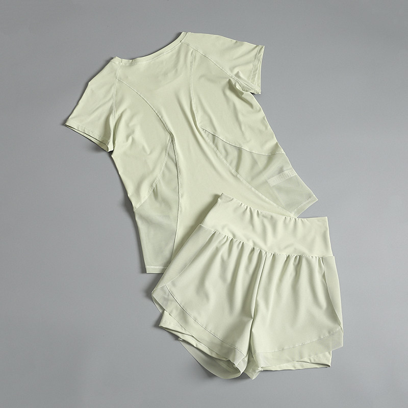 普拉提跑步运动短袖健身服女图片