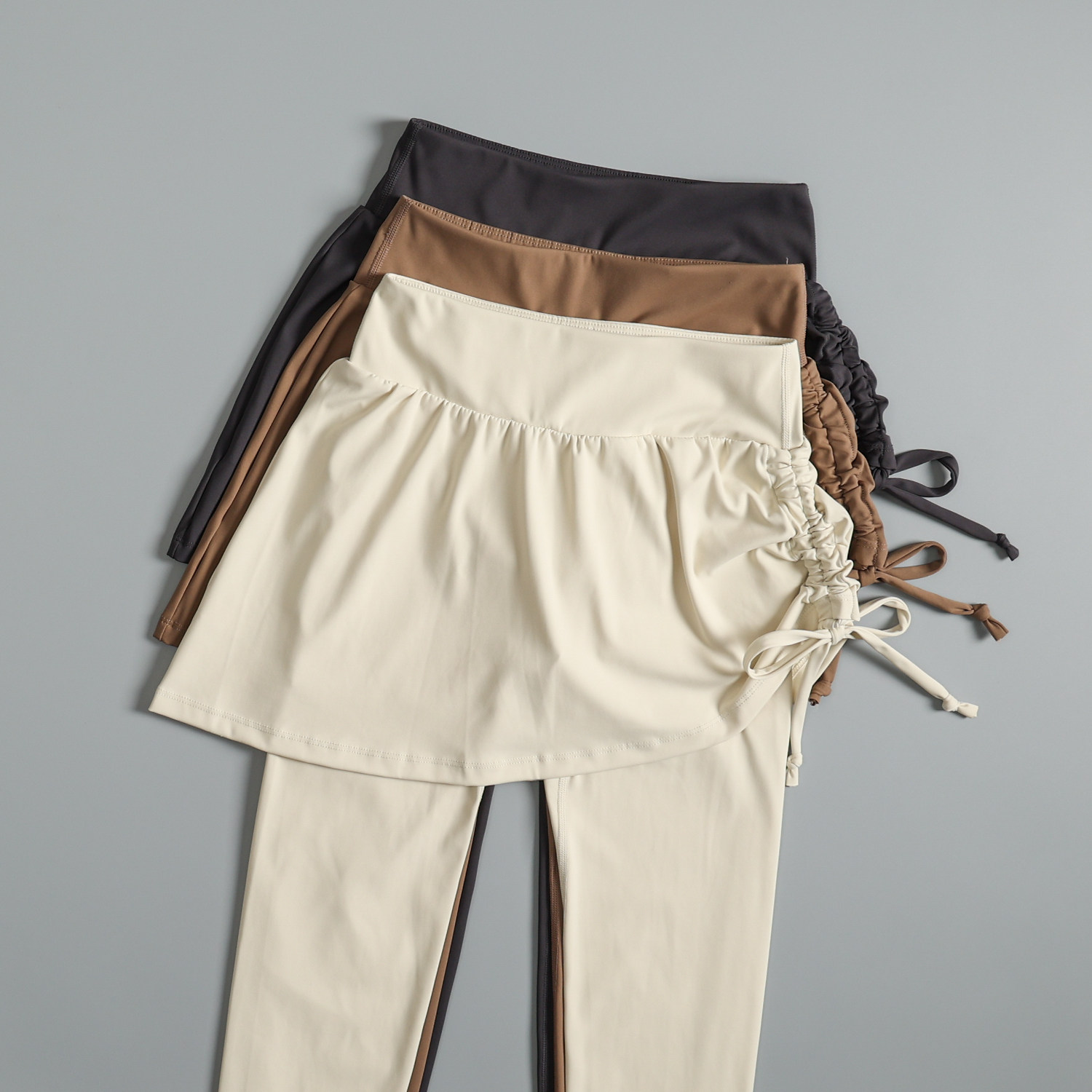 遮臀防尴尬瑜伽裤秋季时尚侧边抽绳运动裙裤高腰收腹跑步健身长裤