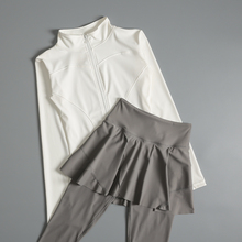 羽毛球服女秋冬季跑步运动套装新款高级感显瘦瑜伽服长袖网球裙裤