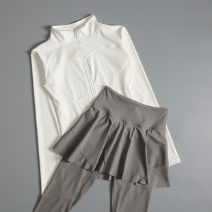 网球裙裤 羽毛球服女秋冬季 高级感显瘦瑜伽服长袖 新款 跑步运动套装