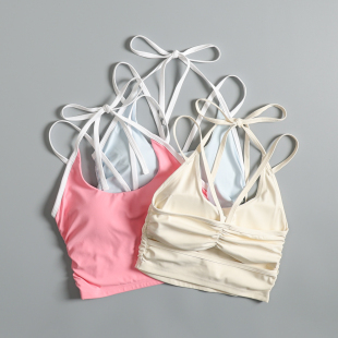 性感美背运动文胸女夏季 瑜伽锻炼内衣外穿跑步减震速干背心 一体式