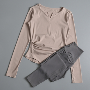 健身服套装女春夏新款修身显瘦长袖晨跑步训练运动专业高端瑜伽服