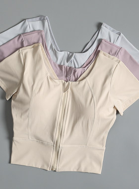 网纱美背瑜伽服短袖女夏季