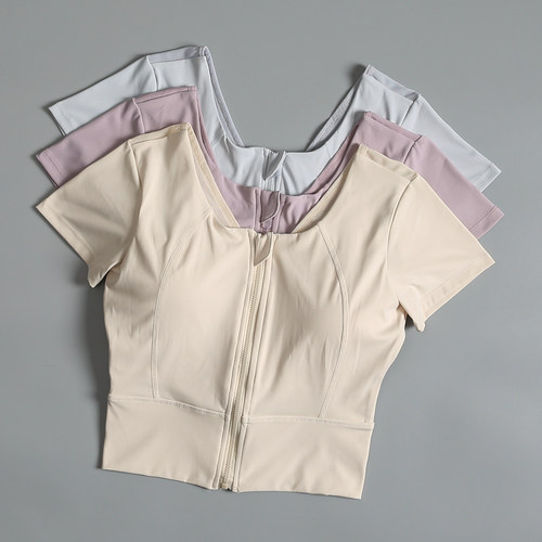 网纱美背瑜伽服短袖女夏季