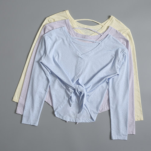 运动上衣长袖t恤跑步宽松罩衫