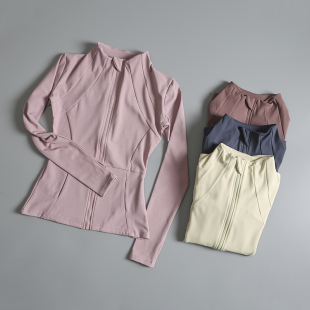 秋冬瑜伽服女套装长袖专业运动健身上衣跑步加绒外套普拉提训练