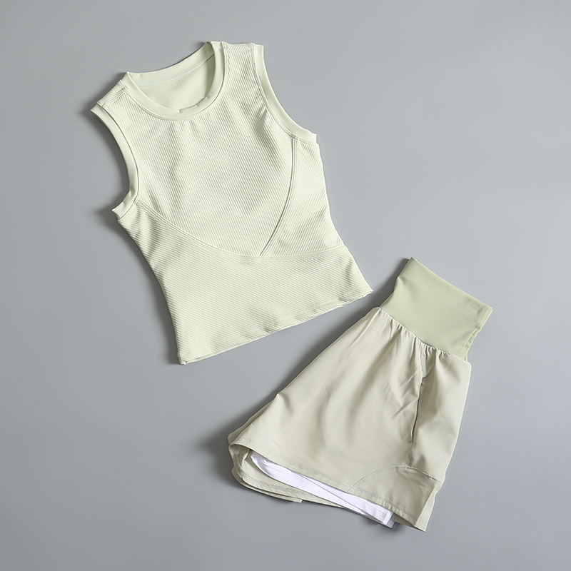 运动背心套装女夏瑜伽服防震跑步