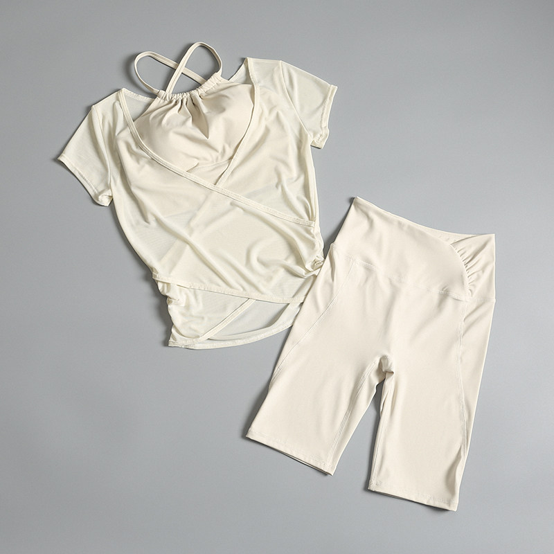 瑜伽服女套装夏季薄三件套高级感时尚性感运动上衣跑步训练健身衣