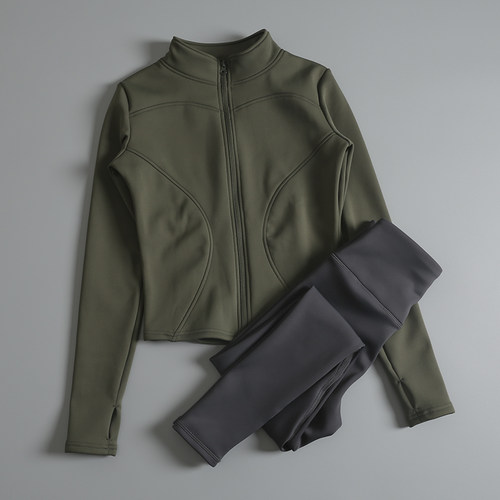 加绒瑜伽套装女款秋冬显瘦加厚