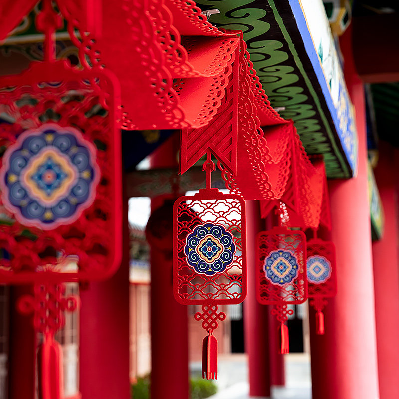 2024龙年装饰布置拉花拉旗春节新年挂饰物业售楼部窗户过年挂件