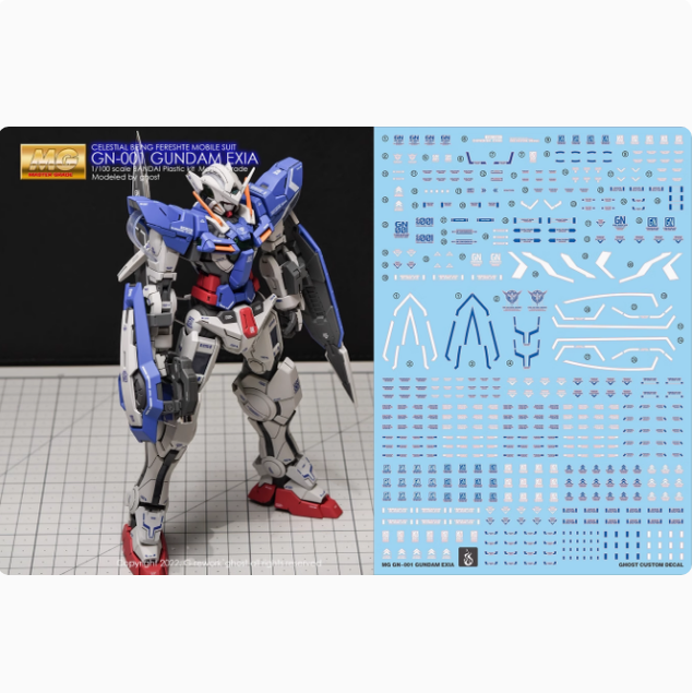 炎 GHOST版 MG 1/100能天使高达模型水贴 EXIA水帖高精度荧光水贴