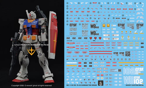 包邮 炎水贴 GHOST版 MG RX78-2 GTO78 高达 水贴纸 高精度 荧光