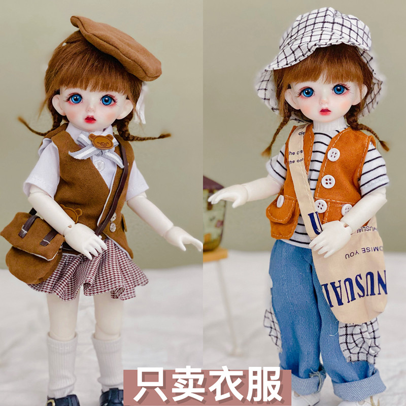 bjd6分娃衣时尚日常换装衣服百褶裙30厘米洋娃娃套装蕾丝连衣裙