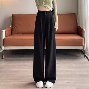 黑色大码西装裤女夏季百搭垂感