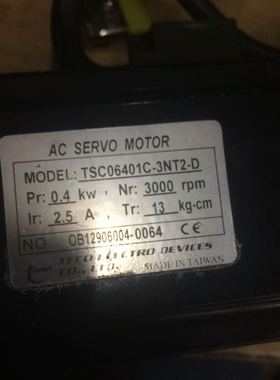TSC06401C-3NT2-D 东元伺服电机拆机件 功能完好 有保修