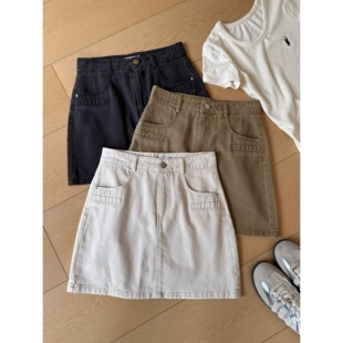 J76设计感高腰半身裙女夏季 韩系高腰显瘦百搭防走光A字短裙子 新款