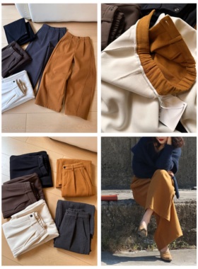 【过冬】Q60加绒加厚毛呢阔腿裤女冬季高腰宽松百搭自发热休闲裤