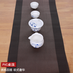 桌旗欧式 饰布 高档长条茶几桌旗防水隔热垫茶席 高档PVC北欧餐桌装