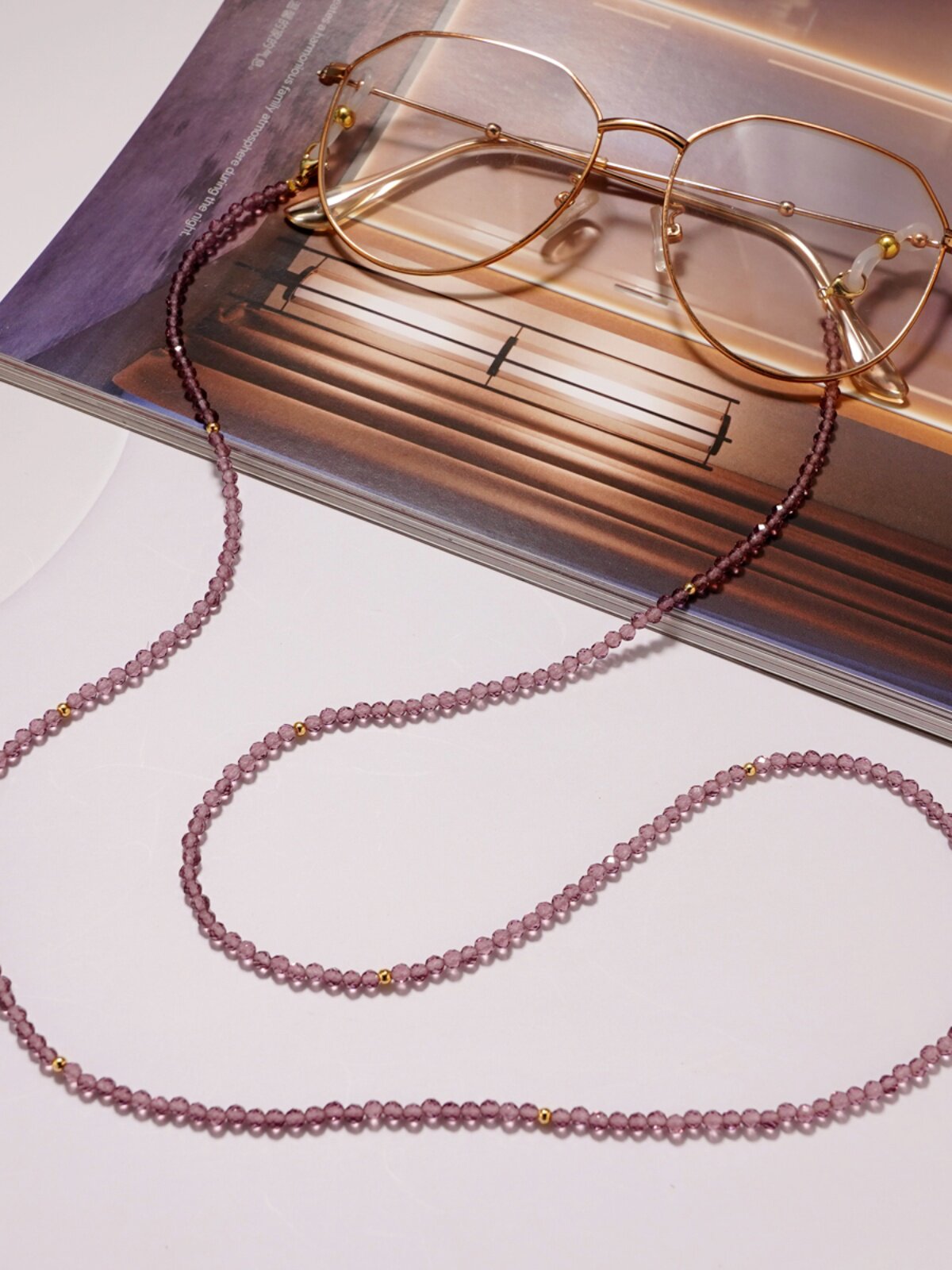 LUCKY CRYSTAL GLASSES CHAIN HALTERNECK WOMENS WIRELESS HEADPHONES SUNGLASSES MASKS STAR MODELS NON-FADING DIY HANGING CHAINS ANTI-DROPPING