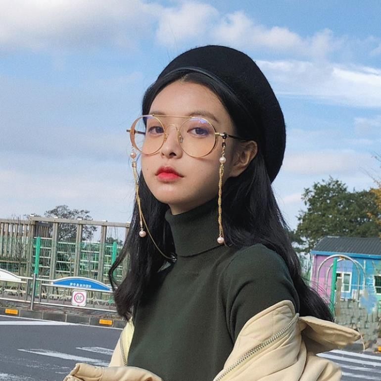 范智乔网红同款链条眼镜女眼镜框钛钢超轻眼镜链不褪色眼镜框