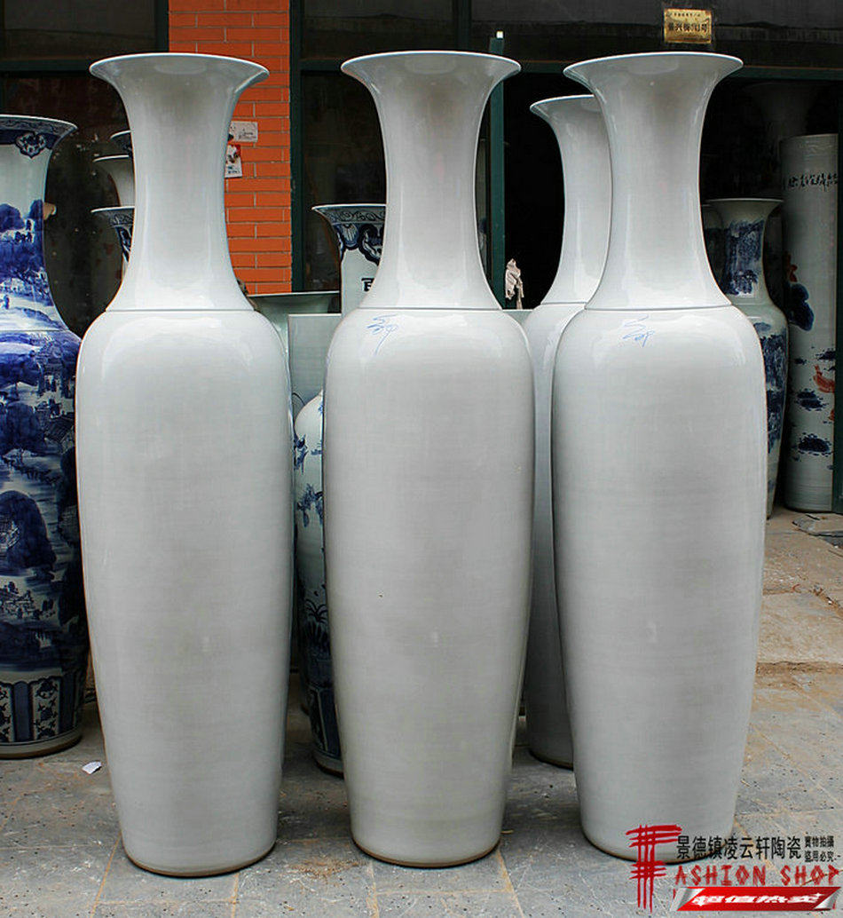 景德镇陶瓷器落地大花瓶全白色瓷瓶佛堂寺庙样板新中式白胎摆件