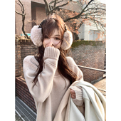 新品 460g100%绵羊毛一字领立体勾花套头针织衫 AHY 慵懒毛衣