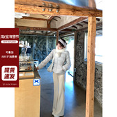 现货 羽绒服新品 AHY 盐系少女白鸭绒狐狸毛可拆卸收腰轻薄短款