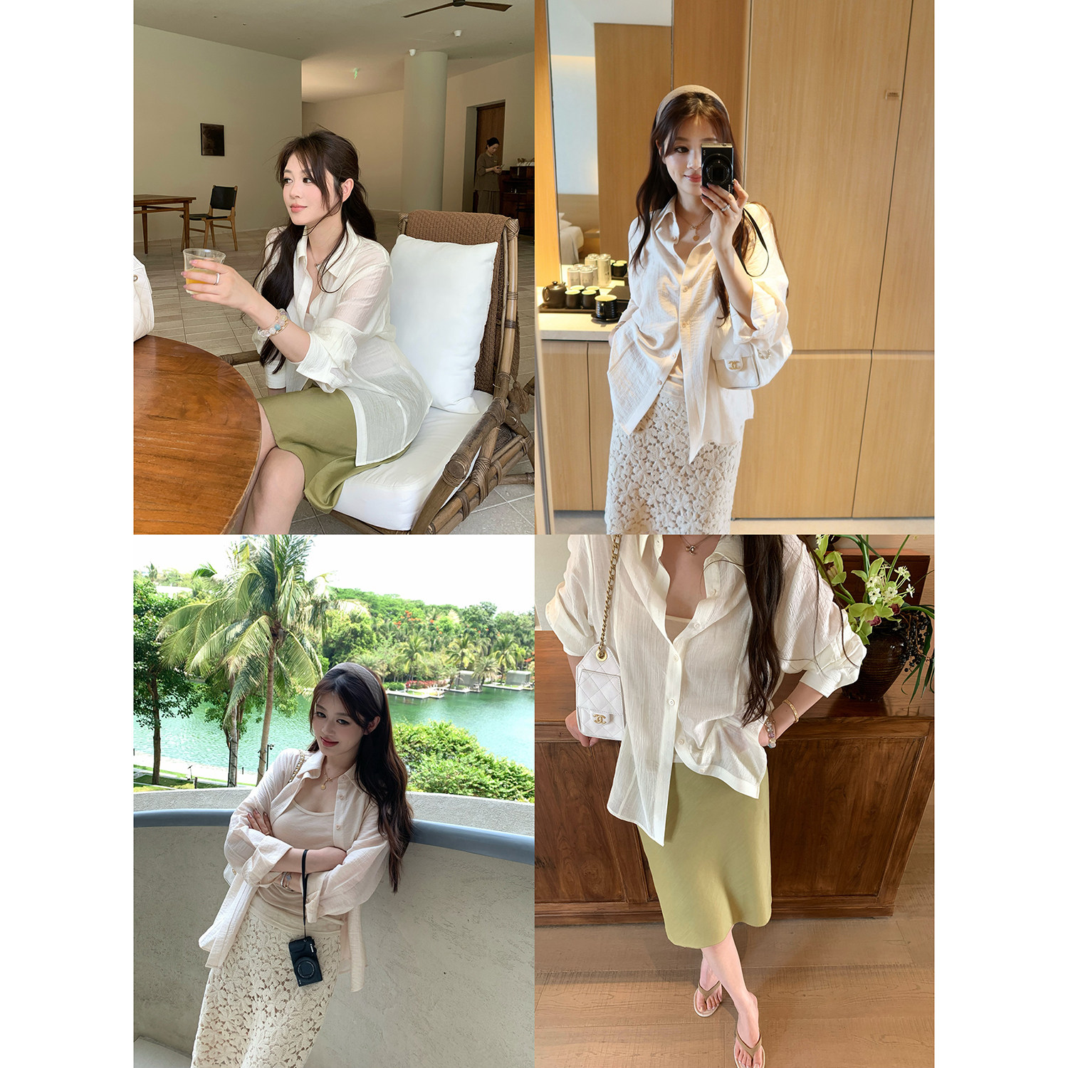 【AHY】清透少女淡粉 经典简约天丝做皱翻领衬衫开衫防晒衣夏新品