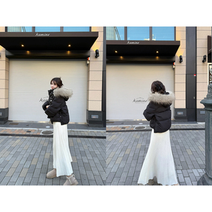 安心绒小个子加厚貉子毛领连帽保暖羽绒服冬新品 暖宝羽绒 AHY