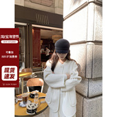 100%羊毛小香编织奶油白色双面呢羊毛大衣25新品 现货 AHY