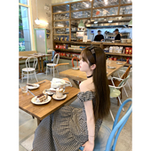 套装 AHY 女2024新款 时尚 黑白格纹两穿背心中长款 半身裙两件套裙装