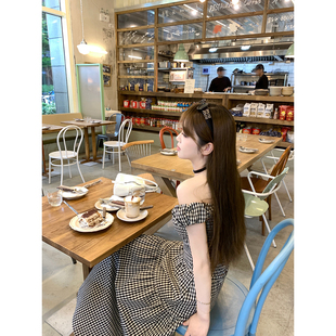 黑白格纹两穿背心中长款 套装 半身裙两件套裙装 时尚 女2024新款 AHY