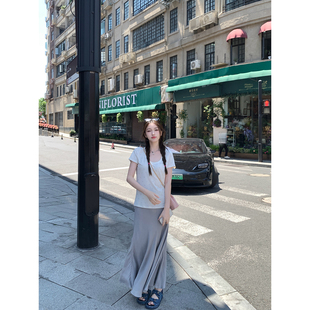 长款 立减 25春夏折扣 松紧腰垂感鱼尾裙女设计感显瘦裙子 AHY