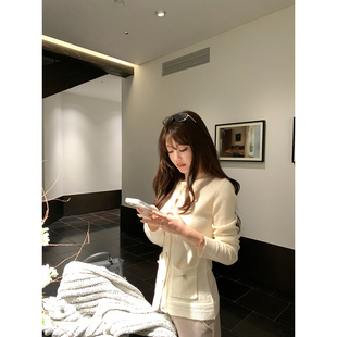 【AHY】小精致~26早春巴素兰羊毛小香风圆领收腰打底针织毛衣开衫