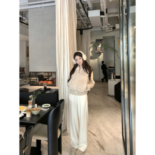 高克重显腿长柔软垂感透气直筒休闲裤 自留1.0 女新品 AHY