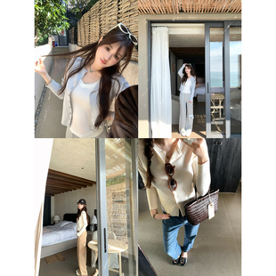 羊毛混纺圆领正肩简约实穿百搭针织开衫 经典 早春bi入 新品 AHY