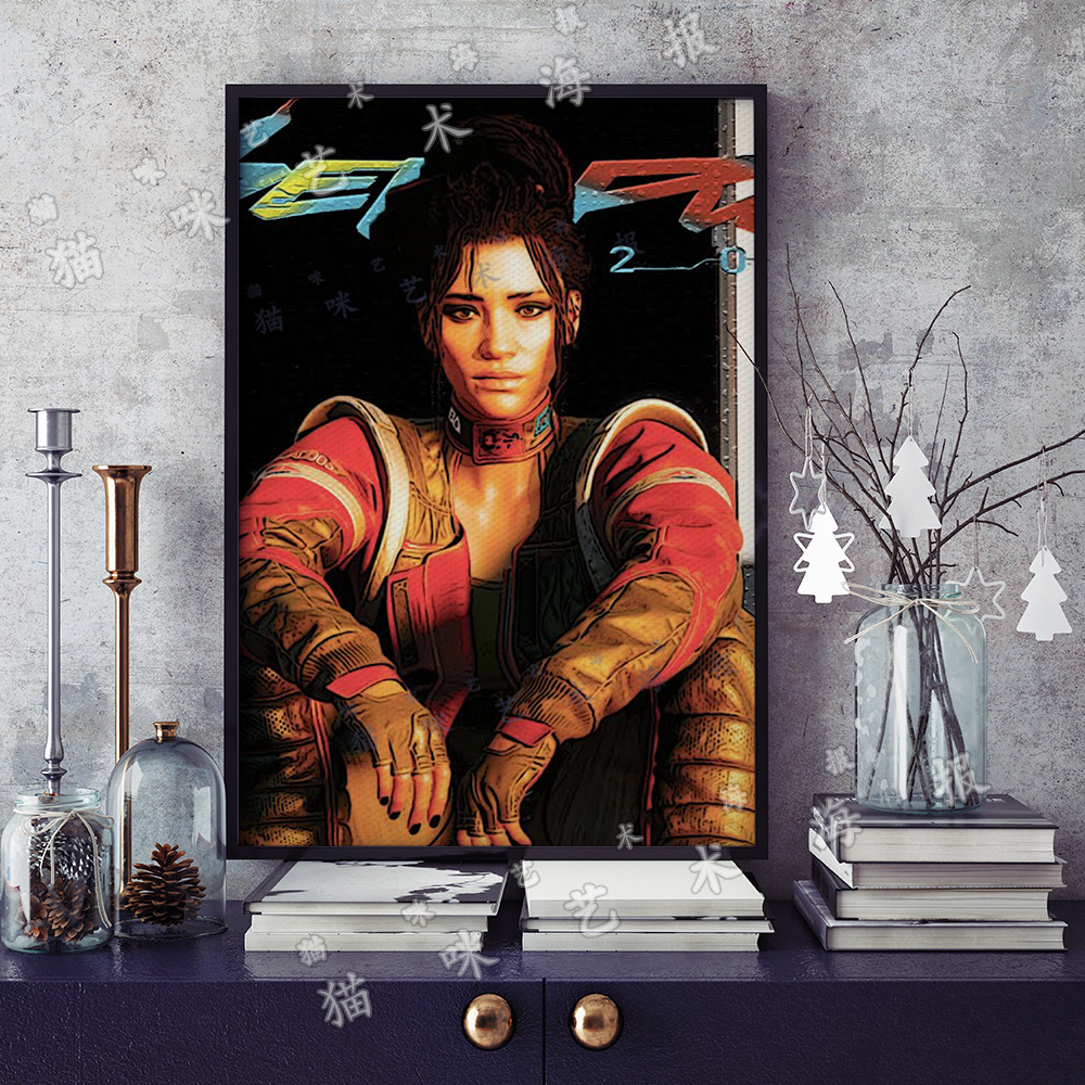 赛博朋克2077 帕南帕尔默帆布打印金属框架海报装饰画家居游戏