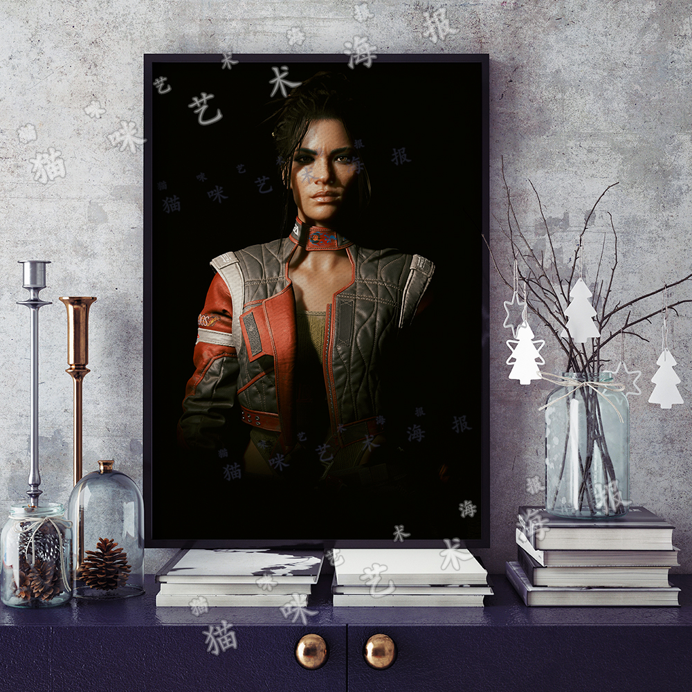 赛博朋克2077帕南帕尔默帆布打印金属框架海报装饰画家居游戏