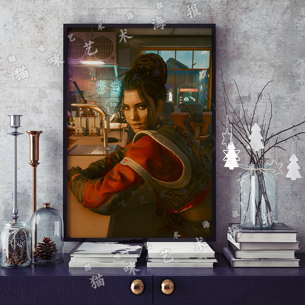 赛博朋克2077 帕南帕尔默帆布打印金属框架海报装饰画家居游戏