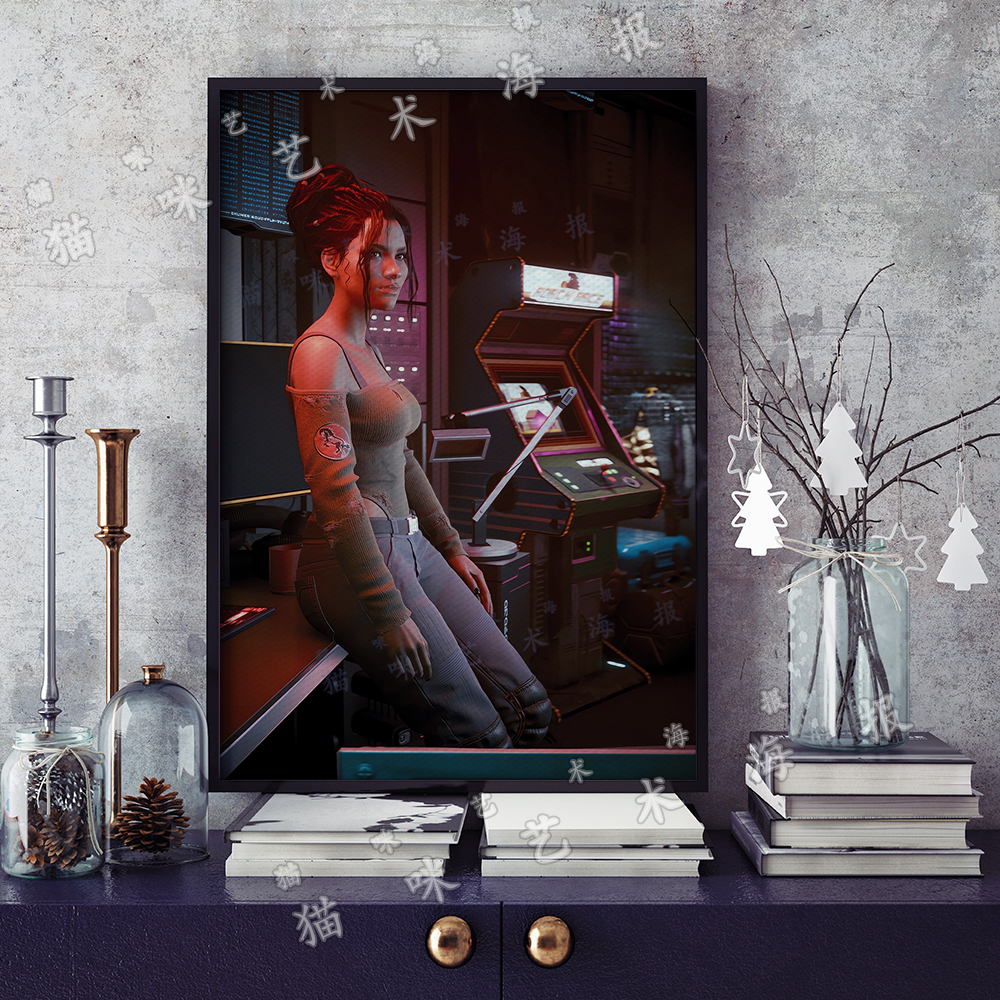 赛博朋克2077 帕南帕尔默帆布打印金属框架海报装饰画家居游戏